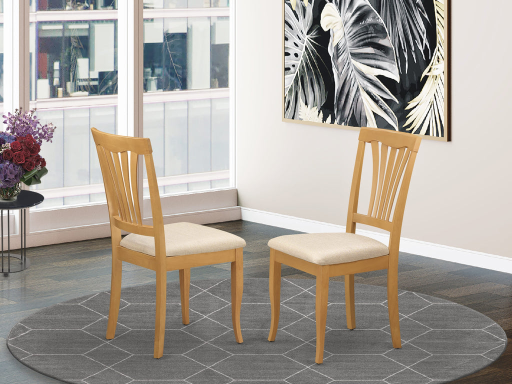 East West Furniture AVC-OAK-C Avon Kitchen Dining Chairs - Linen Fabric Upholstered Solid Wood Chairs