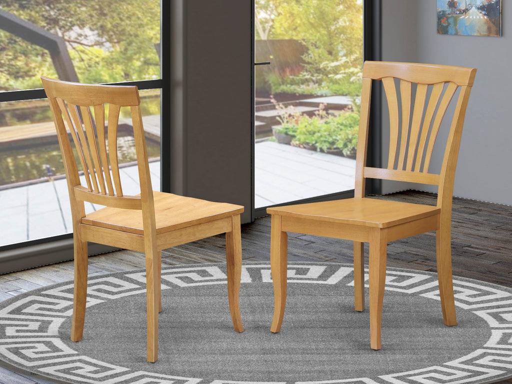 East West Furniture AVC-OAK-W Avon Dining Room Chairs - Slat Back Wood Seat Chairs