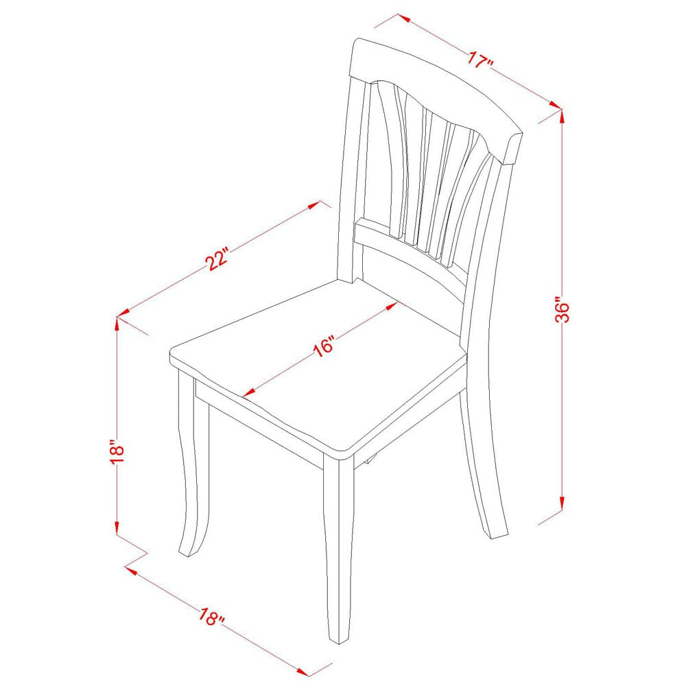 East West Furniture AVC-OAK-W Avon Dining Room Chairs - Slat Back Wood Seat Chairs