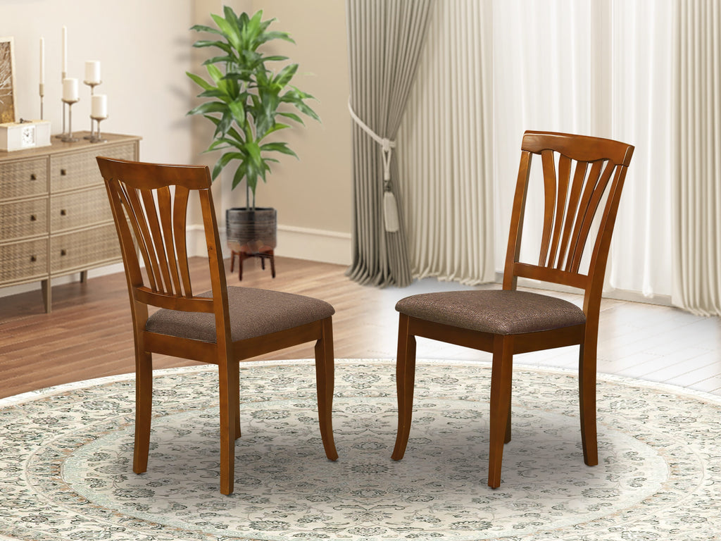 East West Furniture AVC-SBR-C Avon Dining Chairs - Linen Fabric Upholstered Solid Wood Chairs