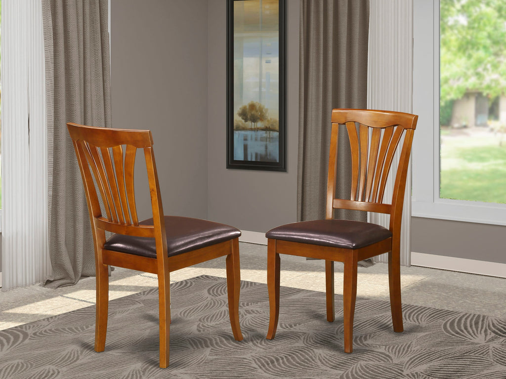East West Furniture AVC-SBR-LC Avon Dining Chairs - Faux Leather Upholstered Wood Chairs