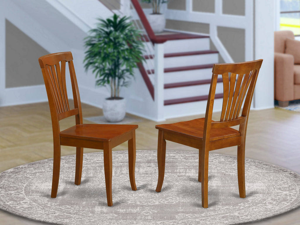 East West Furniture AVC-SBR-W Avon Dining Room Chairs - Slat Back Wooden Seat Chairs