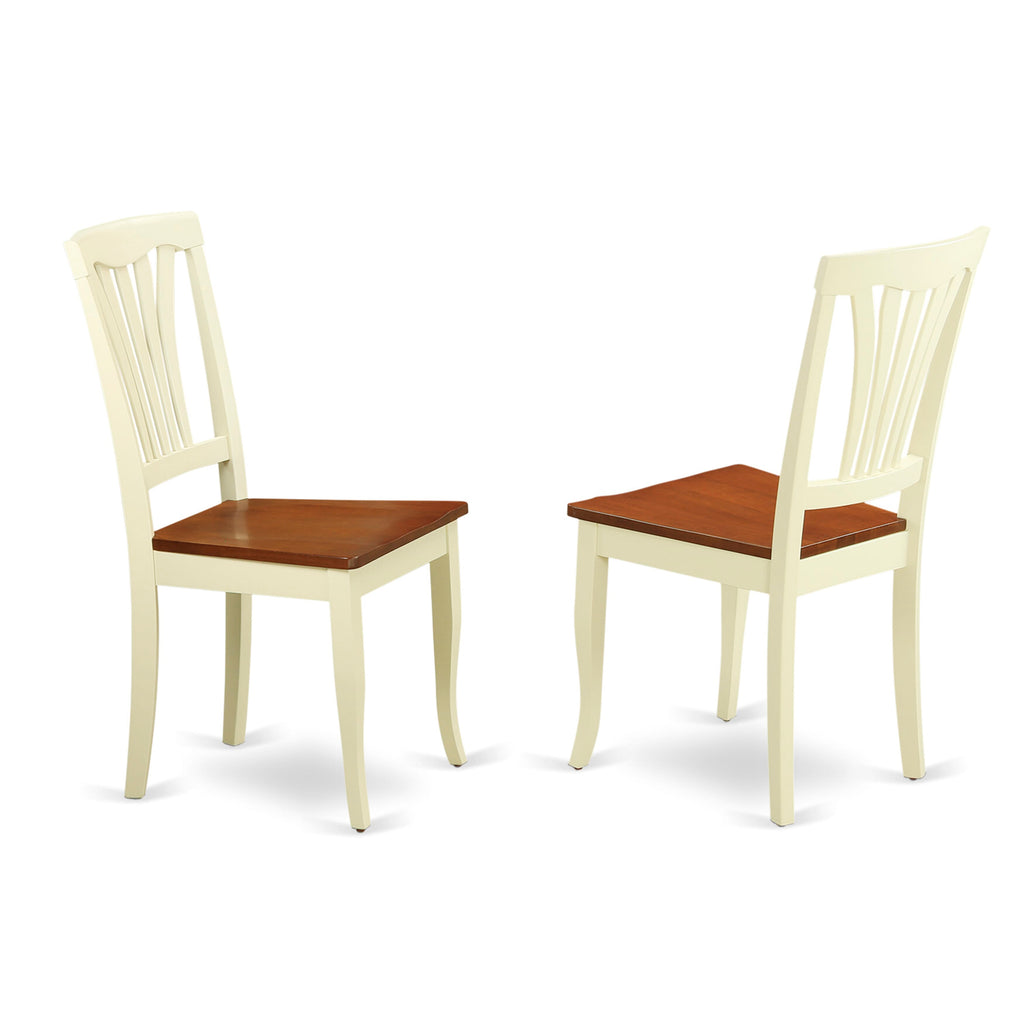 East West Furniture AVC-WHI-W Avon Kitchen Dining Chairs - Slat Back Solid Wood Seat Chairs