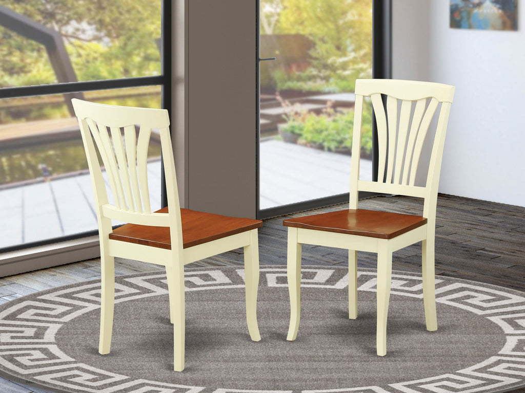 East West Furniture AVC-WHI-W Avon Kitchen Dining Chairs - Slat Back Solid Wood Seat Chairs