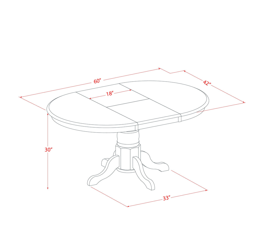 East West Furniture AVQU7-BCH-W 7 Piece Dining Table Set Consist of an Oval Dining Room Table with Butterfly Leaf and 6 Wood Seat Chairs, 42x60 Inch, Black & Cherry