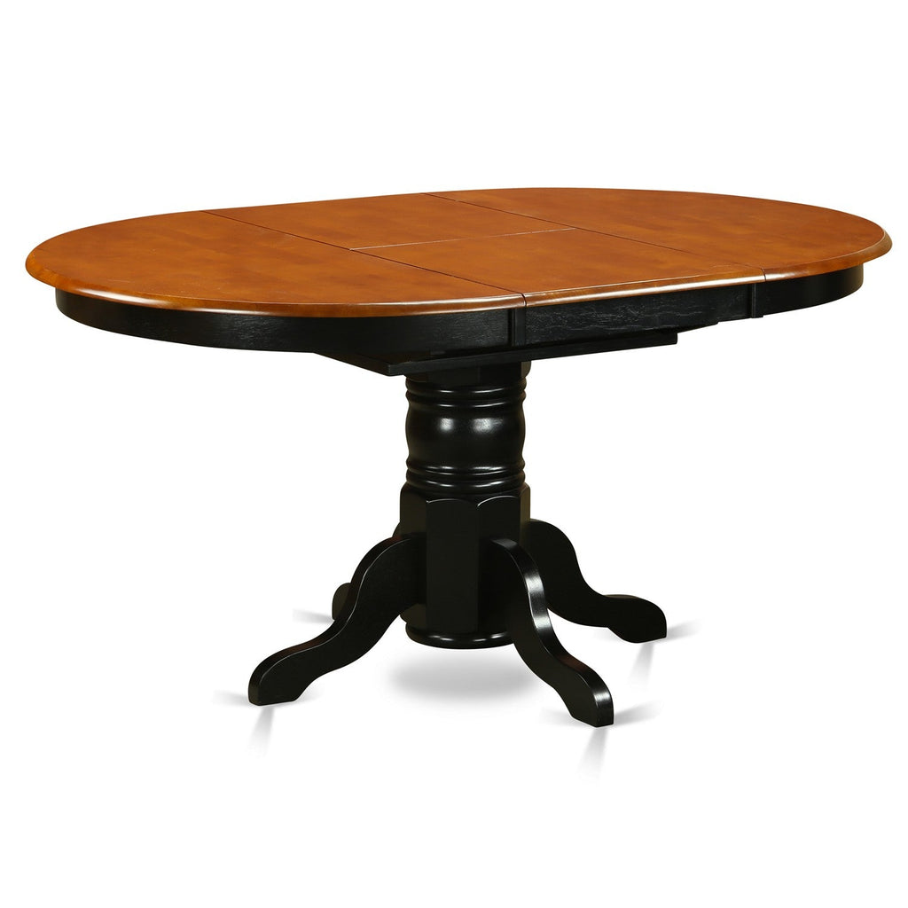 East West Furniture AVT-BLK-TP Avon Kitchen Dining Table - an Oval Wooden Table Top with Butterfly Leaf & Pedestal Base, 42x60 Inch, Black & Cherry