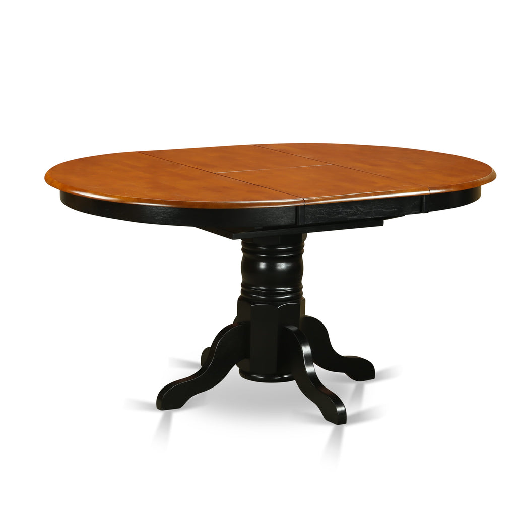 East West Furniture AVT-BLK-TP Avon Kitchen Dining Table - an Oval Wooden Table Top with Butterfly Leaf & Pedestal Base