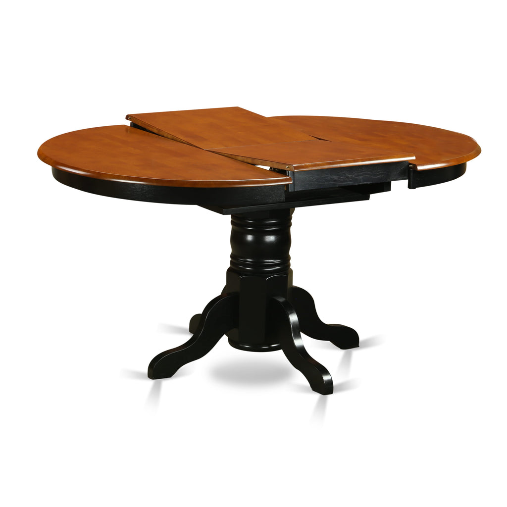 East West Furniture AVT-BLK-TP Avon Kitchen Dining Table - an Oval Wooden Table Top with Butterfly Leaf & Pedestal Base