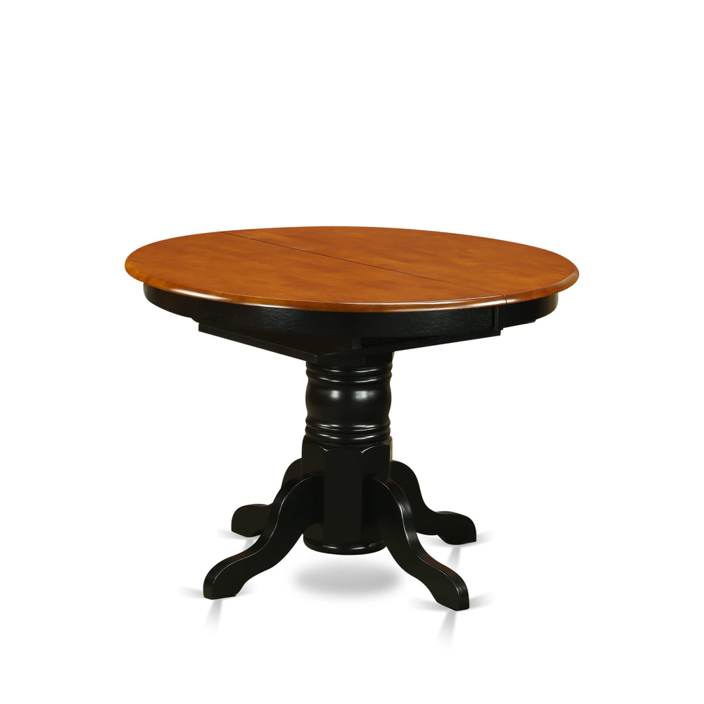 East West Furniture AVT-BLK-TP Avon Kitchen Dining Table - an Oval Wooden Table Top with Butterfly Leaf & Pedestal Base