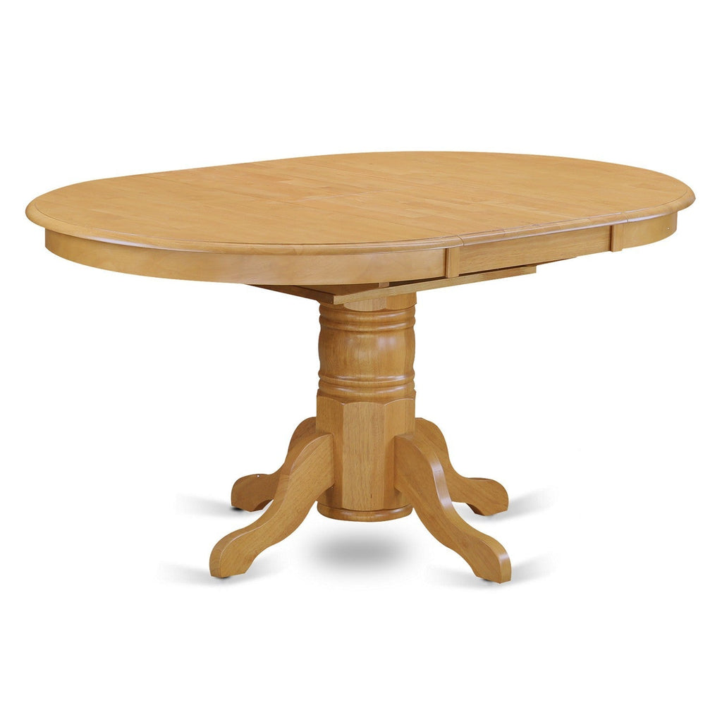 East West Furniture AVT-OAK-TP Avon Modern Kitchen Table - an Oval Dining Table Top with Butterfly Leaf & Pedestal Base, 42x60 Inch, Oak