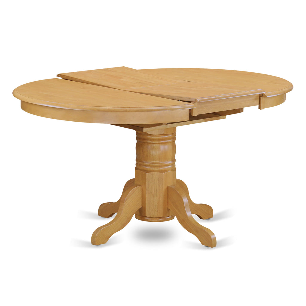 East West Furniture AVT-OAK-TP Avon Modern Kitchen Table - an Oval Dining Table Top with Butterfly Leaf & Pedestal Base