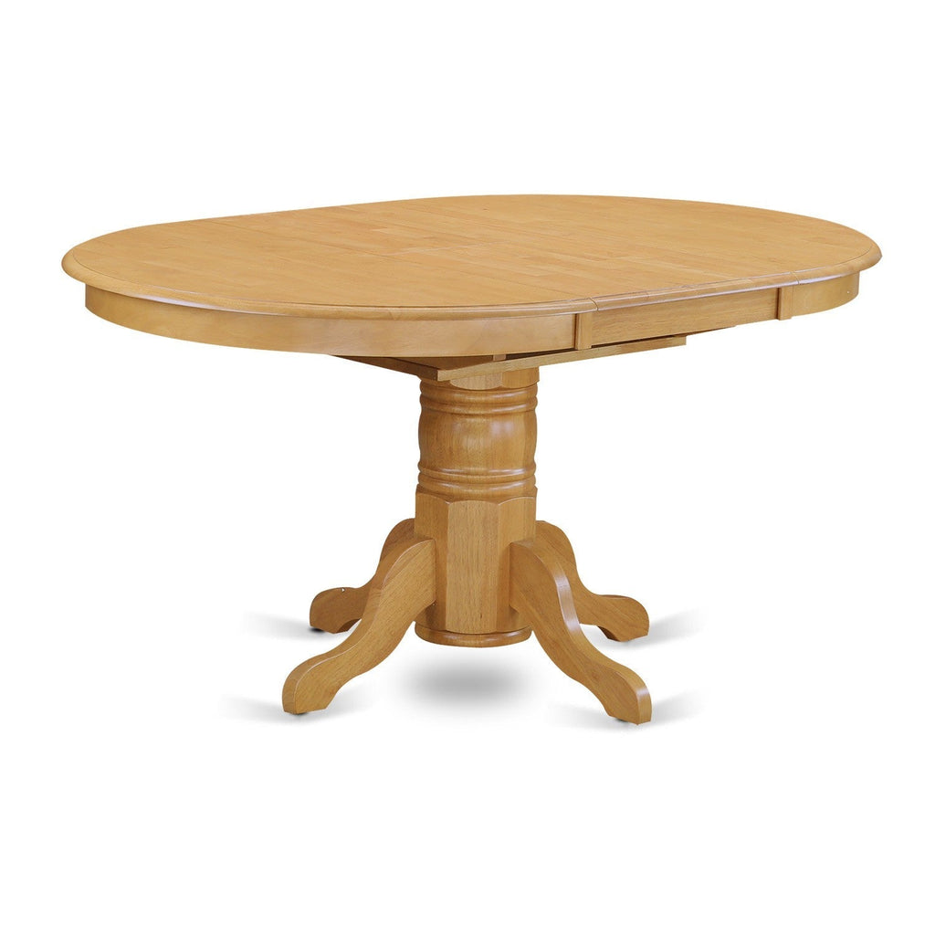 East West Furniture AVT-OAK-TP Avon Modern Kitchen Table - an Oval Dining Table Top with Butterfly Leaf & Pedestal Base, 42x60 Inch, Oak