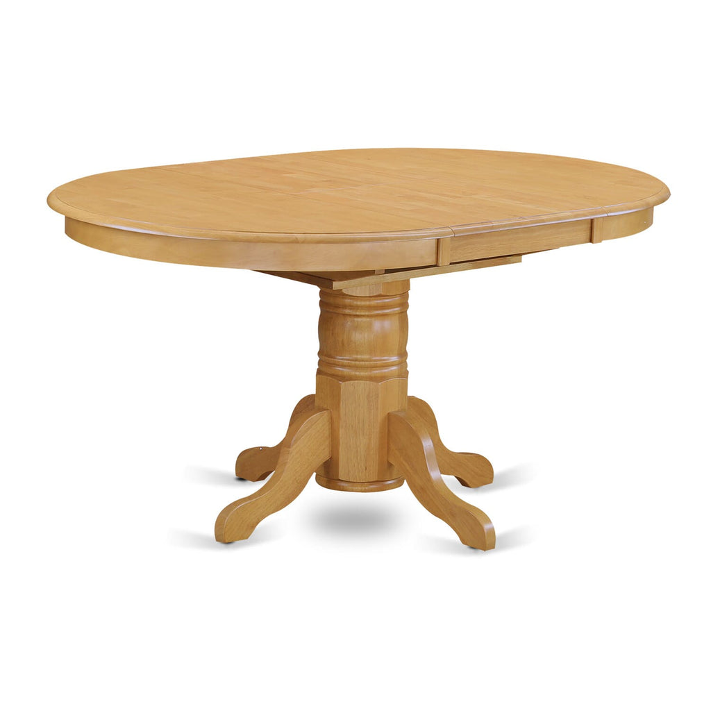 East West Furniture AVT-OAK-TP Avon Modern Kitchen Table - an Oval Dining Table Top with Butterfly Leaf & Pedestal Base