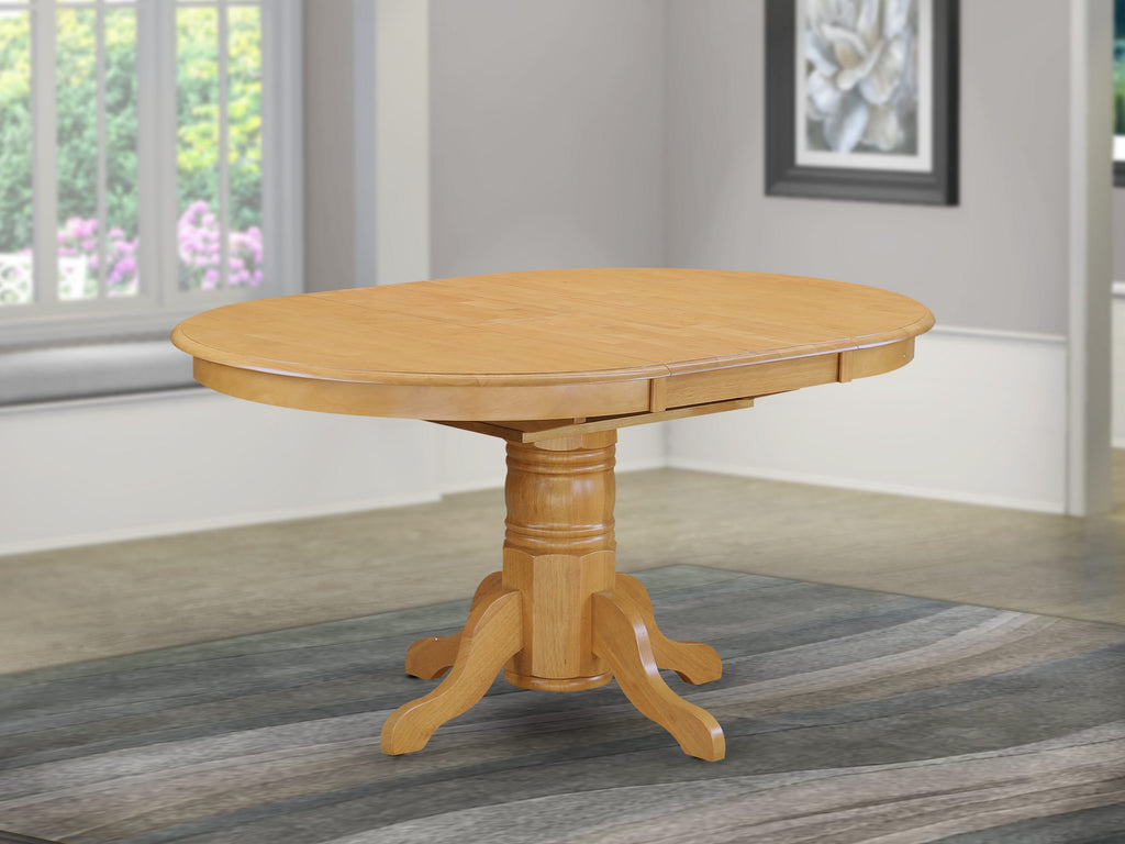 East West Furniture AVT-OAK-TP Avon Modern Kitchen Table - an Oval Dining Table Top with Butterfly Leaf & Pedestal Base