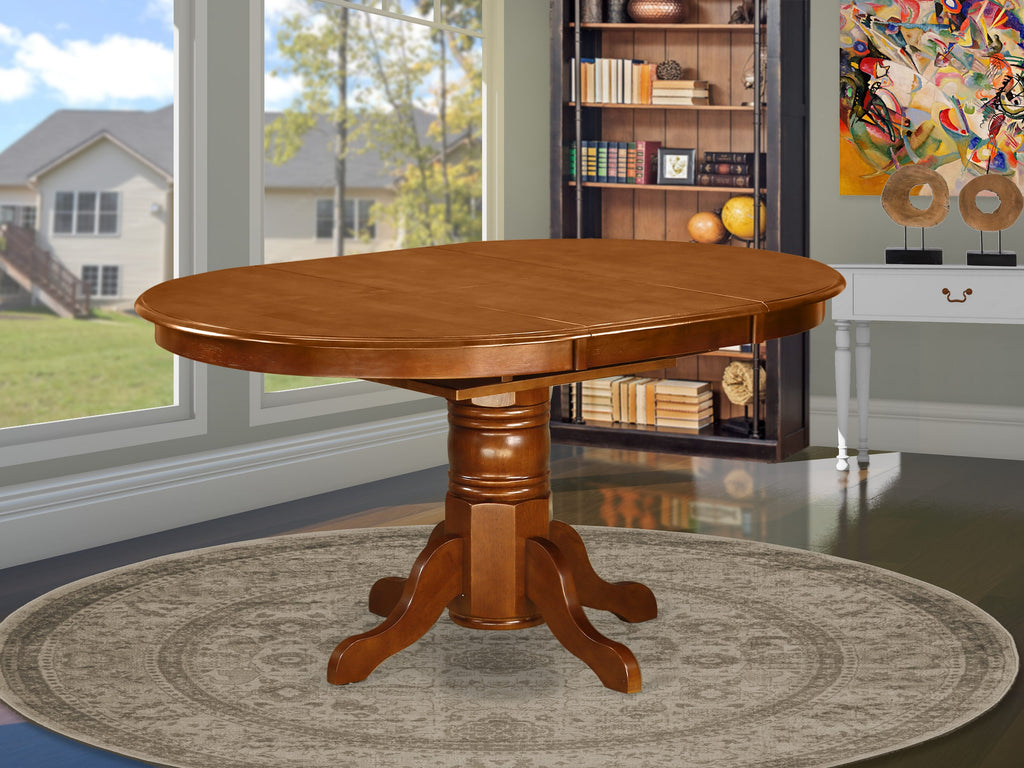 East West Furniture AVT-SBR-TP Avon Kitchen Dining Table - an Oval Wooden Table Top with Butterfly Leaf & Pedestal Base