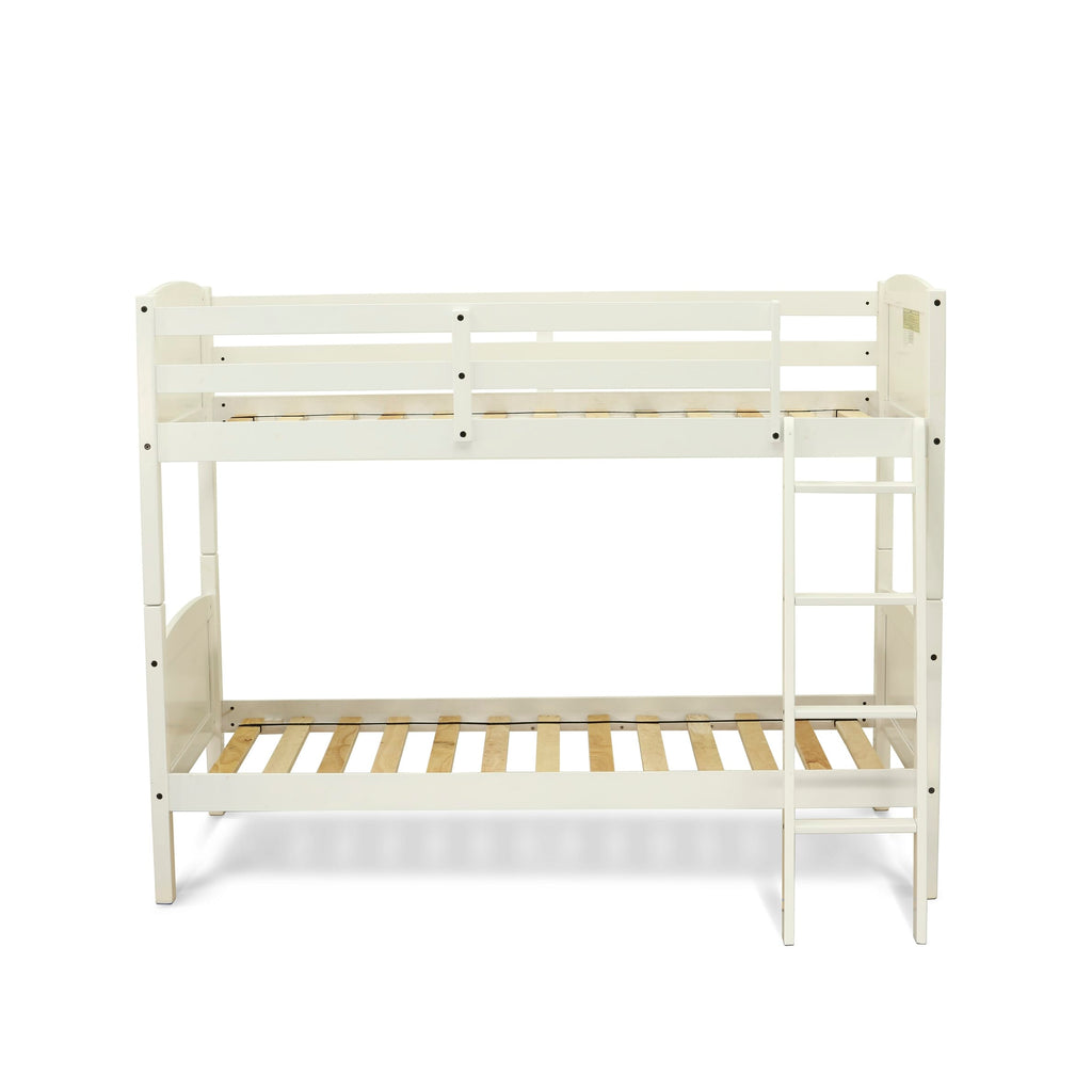 East West Furniture AYB-05-TU Albury Twin Bunk Bed in White Finish with Convertible Trundle & Drawer