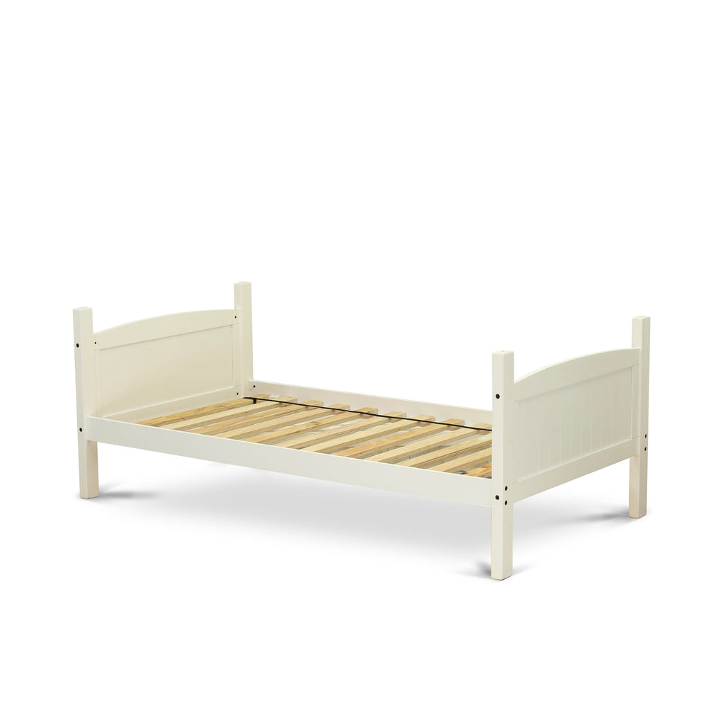 East West Furniture AYB-05-TU Albury Twin Bunk Bed in White Finish with Convertible Trundle & Drawer