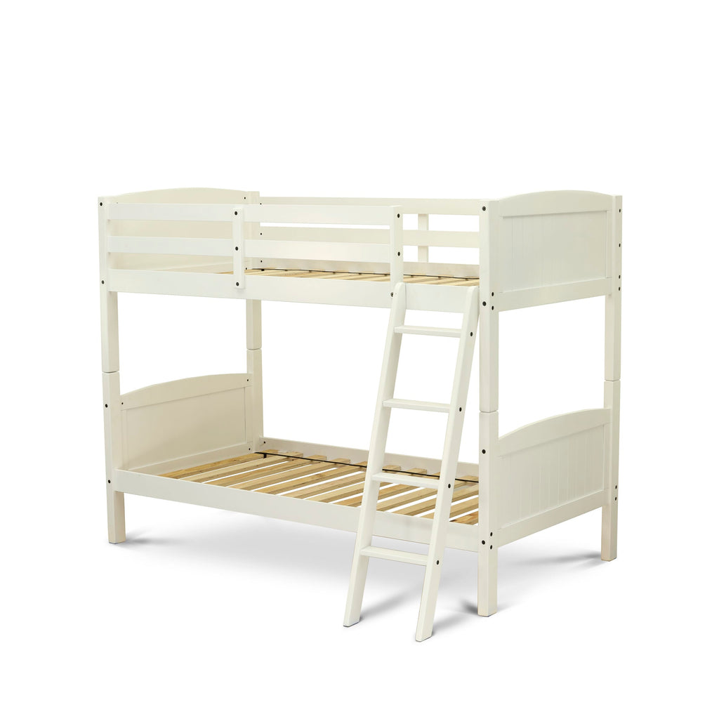 East West Furniture AYB-05-TU Albury Twin Bunk Bed in White Finish with Convertible Trundle & Drawer