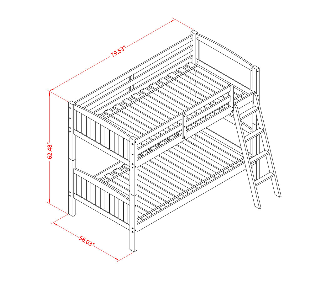 East West Furniture AYB-05-T Albury Twin Bunk Bed in White Finish