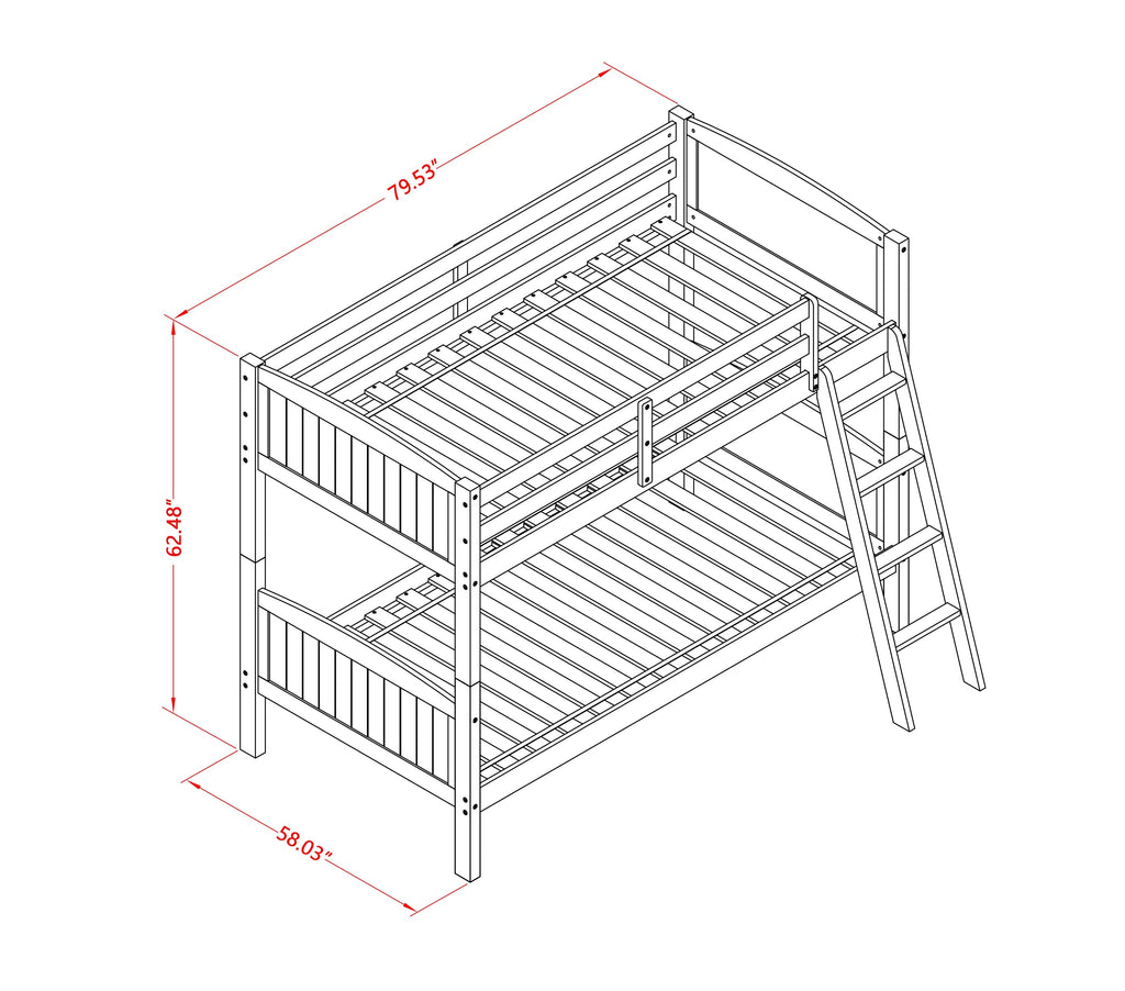 East West Furniture AYB-06-TU Albury Twin Bunk Bed in Gray Finish with Convertible Trundle & Drawer