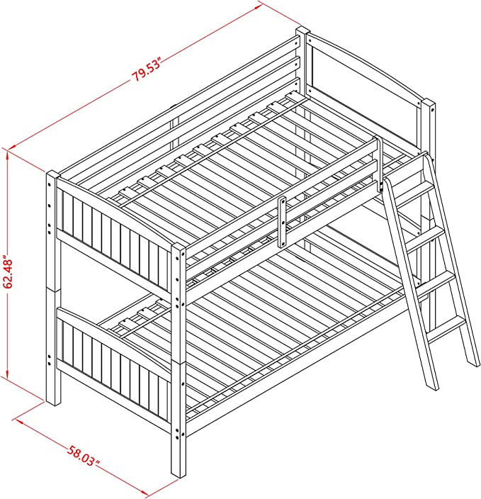 East West Furniture AYB-07-TU Albury Twin Bunk Bed in Pink Finish with Convertible Trundle & Drawer