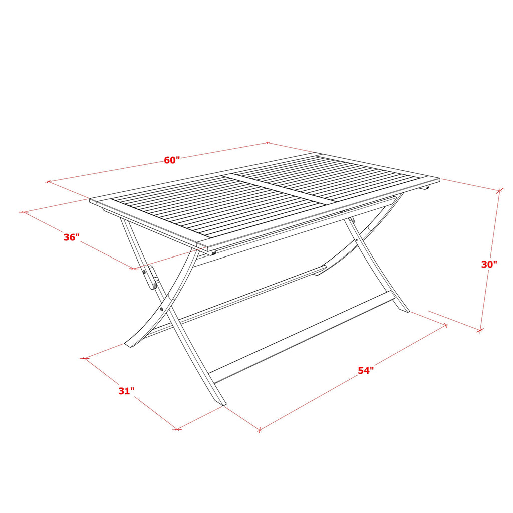 East West Furniture BAETFNA Avondale Wooden Folding Table Made of Acacia wood in Natural Oil finish