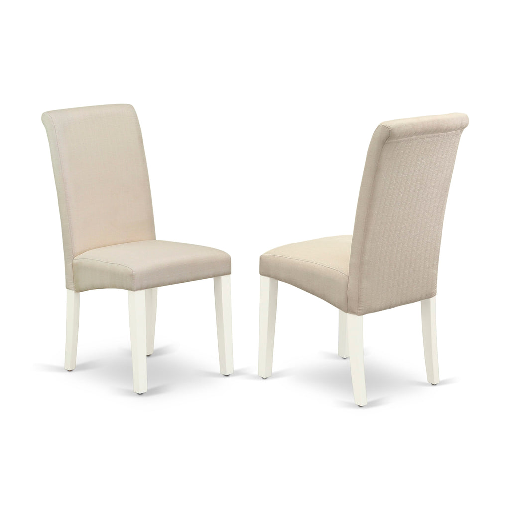 East West Furniture X027BA201-6 6 Piece Dining Room Set Contains a Rectangle Dining Table with X-Legs and 4 Cream Linen Fabric Parson Chairs with a Bench, 40x72 Inch, Multi-Color