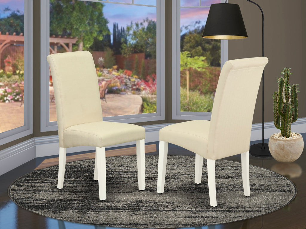 East West Furniture BAP2T01 Barry Parson Dining Room Chairs - Cream Linen Fabric Upholstered Chairs