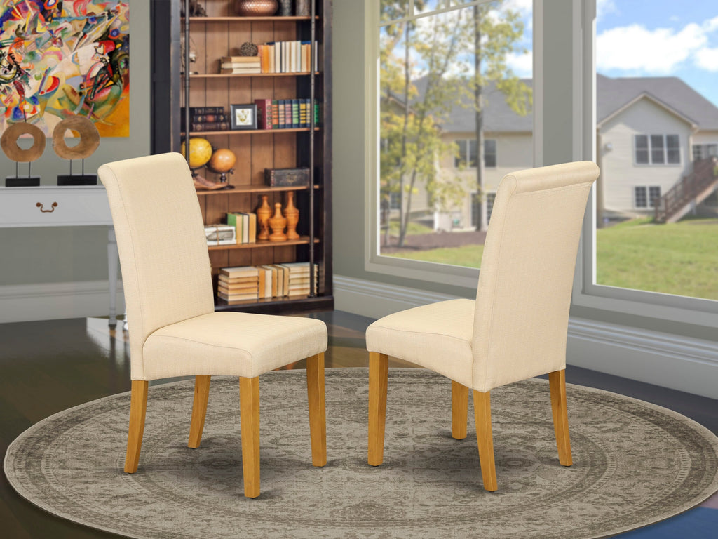 East West Furniture BAP4T02 Barry Parson Kitchen Chairs - Light Beige Linen Fabric Padded Dining Chairs