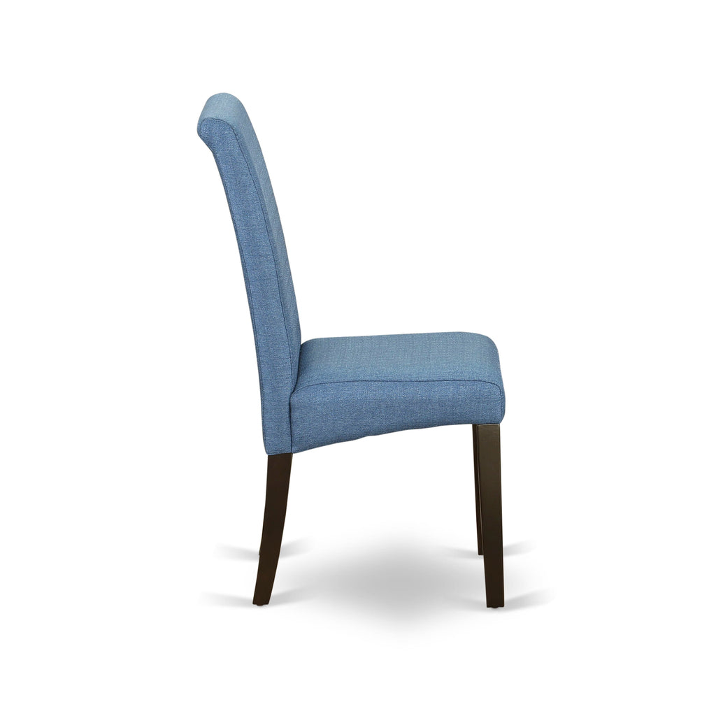 East West Furniture BAP5T21 Barry Classic Parsons Dining Chairs - Blue Color Linen Fabric Padded Chairs