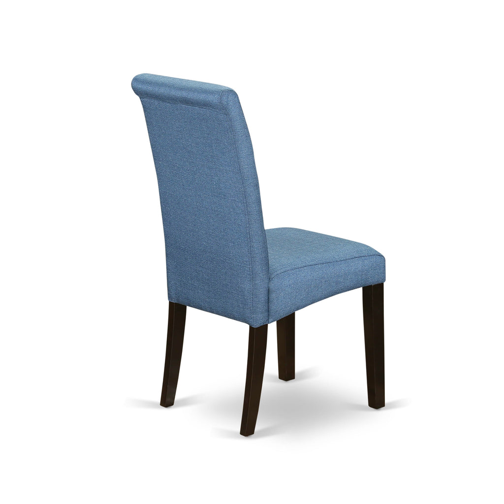 East West Furniture BAP5T21 Barry Classic Parsons Dining Chairs - Blue Color Linen Fabric Padded Chairs