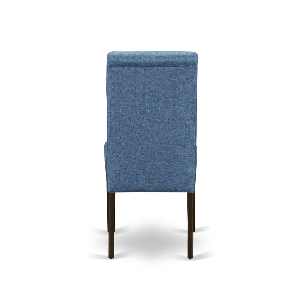 East West Furniture BAP5T21 Barry Classic Parsons Dining Chairs - Blue Color Linen Fabric Padded Chairs