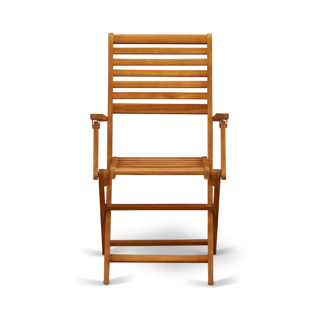 East West Furniture DEBS92CANA 9 Piece Outdoor Patio Dining Sets Includes a Rectangle Acacia Wood Table and 2 Folding Arm Chairs with 6 Side Chairs