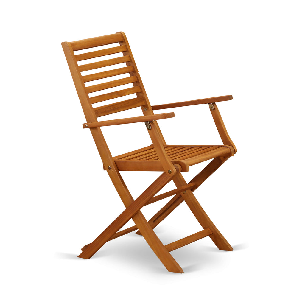 East West Furniture DEBS92CANA 9 Piece Outdoor Patio Dining Sets Includes a Rectangle Acacia Wood Table and 2 Folding Arm Chairs with 6 Side Chairs