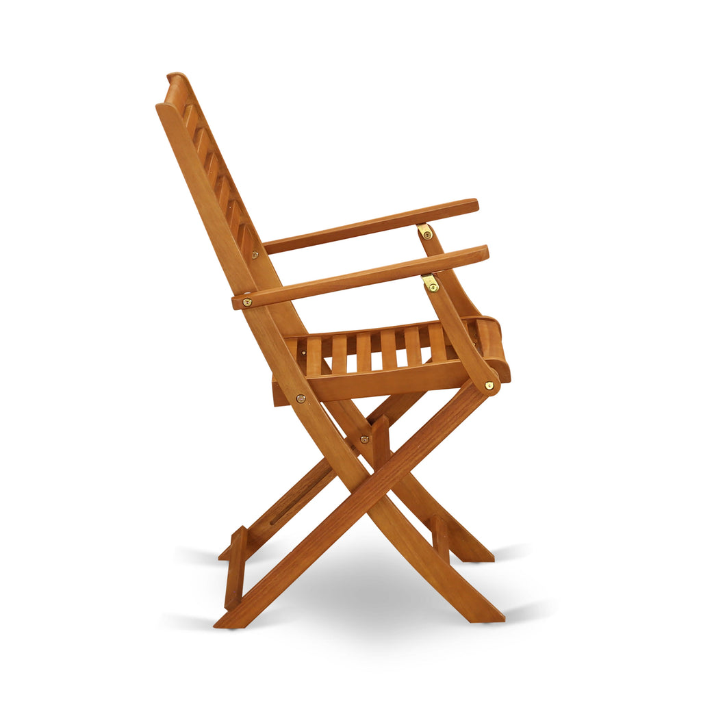 East West Furniture DEBS92CANA 9 Piece Outdoor Patio Dining Sets Includes a Rectangle Acacia Wood Table and 2 Folding Arm Chairs with 6 Side Chairs