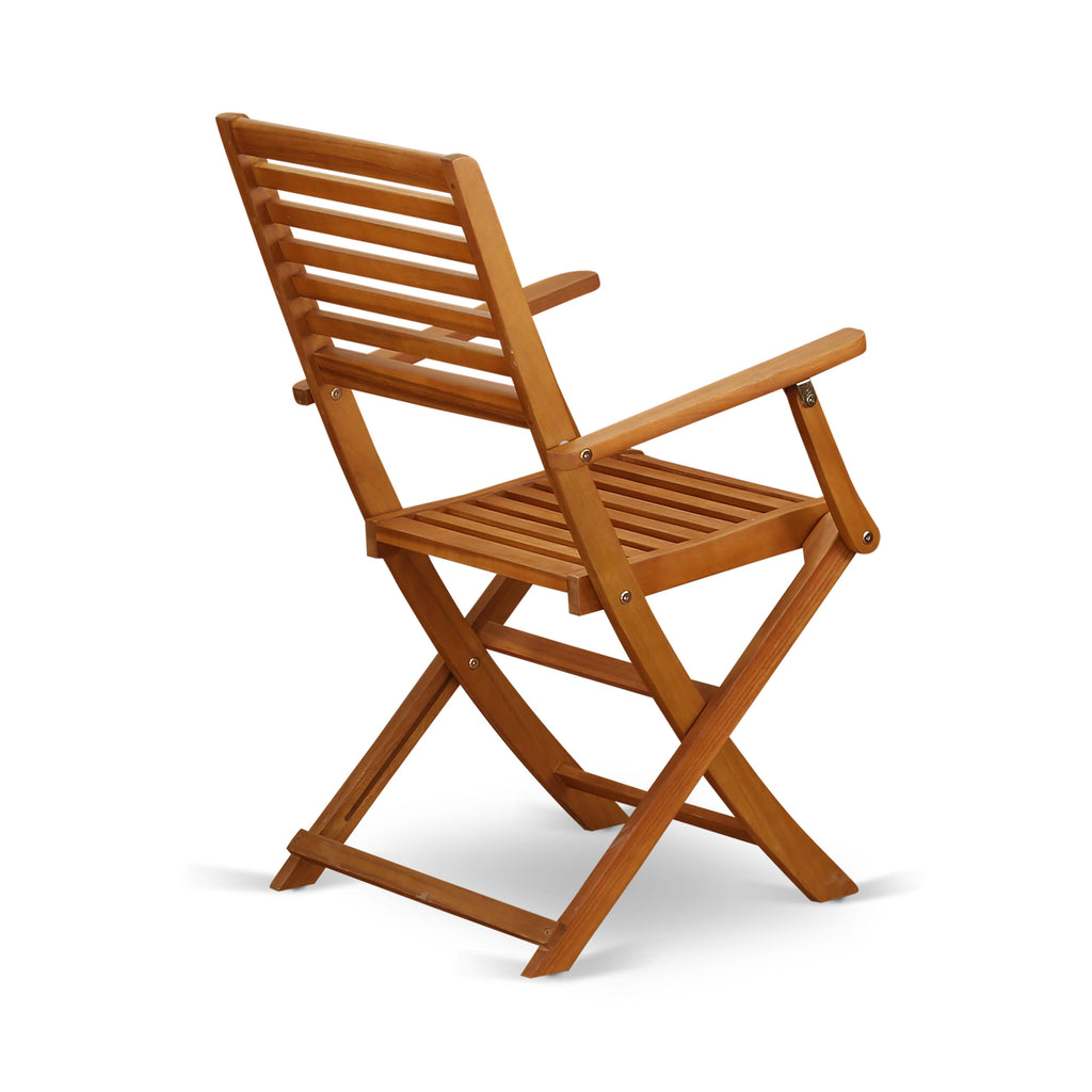 East West Furniture DEBS92CANA 9 Piece Outdoor Patio Dining Sets Includes a Rectangle Acacia Wood Table and 2 Folding Arm Chairs with 6 Side Chairs