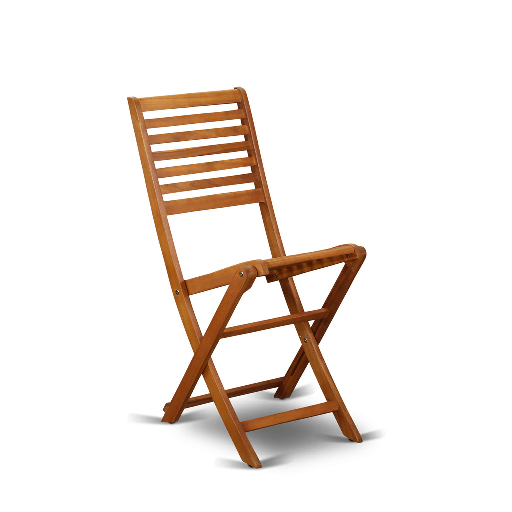 East West Furniture DEBS92CANA 9 Piece Outdoor Patio Dining Sets Includes a Rectangle Acacia Wood Table and 2 Folding Arm Chairs with 6 Side Chairs