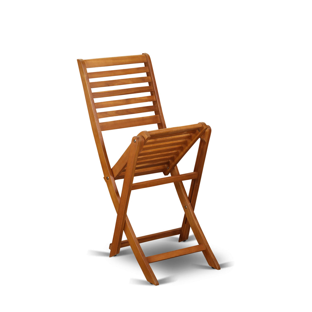 East West Furniture DEBS92CANA 9 Piece Outdoor Patio Dining Sets Includes a Rectangle Acacia Wood Table and 2 Folding Arm Chairs with 6 Side Chairs