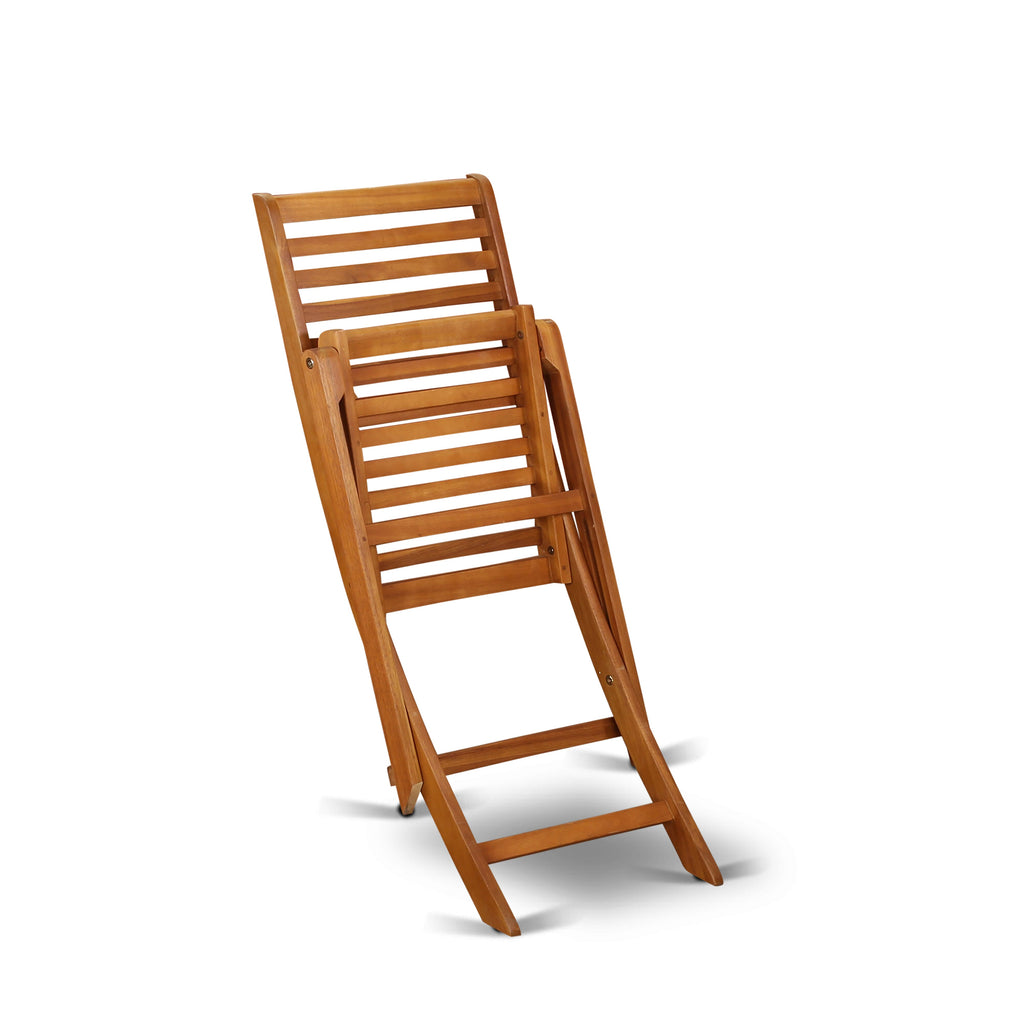 East West Furniture DEBS92CANA 9 Piece Outdoor Patio Dining Sets Includes a Rectangle Acacia Wood Table and 2 Folding Arm Chairs with 6 Side Chairs