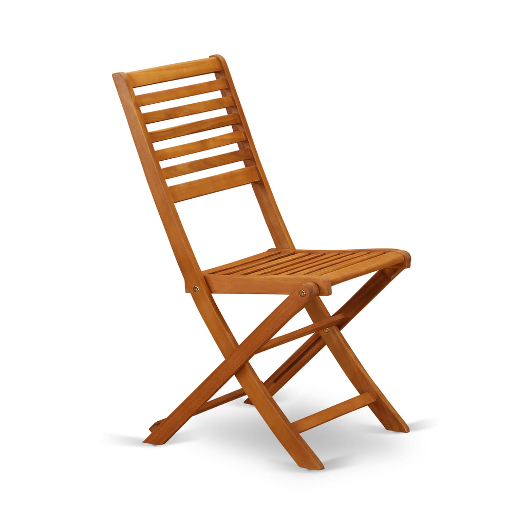 East West Furniture DEBS92CANA 9 Piece Outdoor Patio Dining Sets Includes a Rectangle Acacia Wood Table and 2 Folding Arm Chairs with 6 Side Chairs