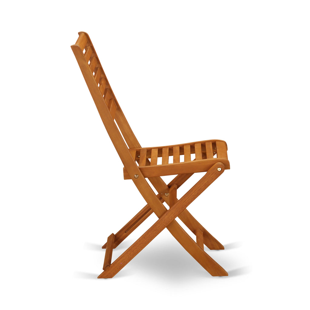 East West Furniture DEBS92CANA 9 Piece Outdoor Patio Dining Sets Includes a Rectangle Acacia Wood Table and 2 Folding Arm Chairs with 6 Side Chairs