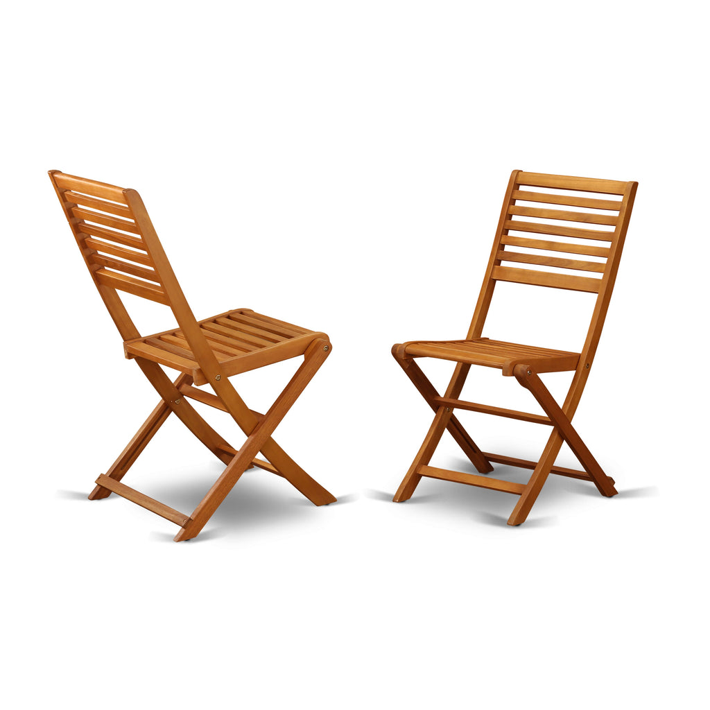 East West Furniture DEBS92CANA 9 Piece Outdoor Patio Dining Sets Includes a Rectangle Acacia Wood Table and 2 Folding Arm Chairs with 6 Side Chairs