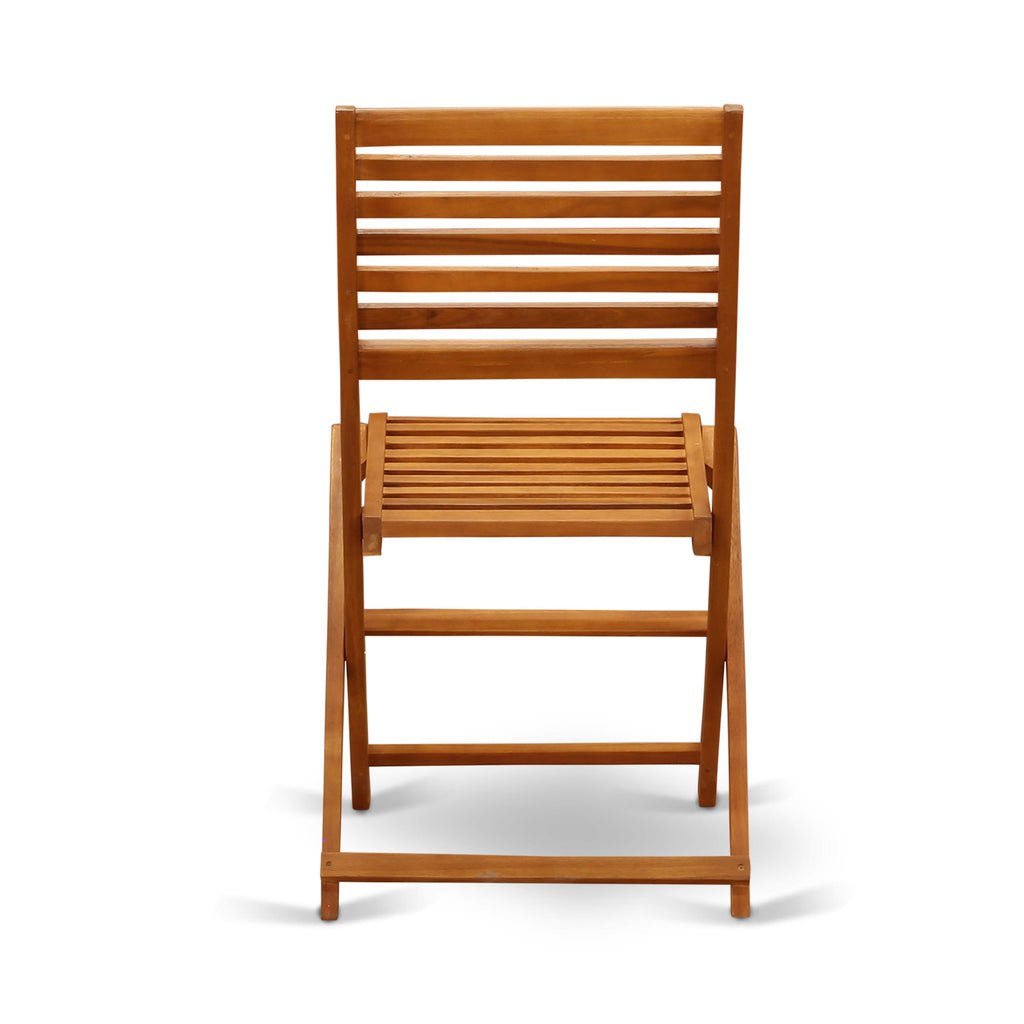 East West Furniture DEBS92CANA 9 Piece Outdoor Patio Dining Sets Includes a Rectangle Acacia Wood Table and 2 Folding Arm Chairs with 6 Side Chairs