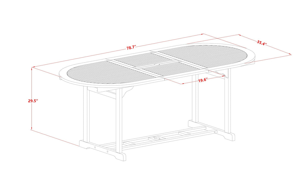 East West Furniture BSDK7CWNA 7 Piece Outdoor Patio Dining Sets Consist of an Oval Acacia Wood Table and 6 Folding Side Chairs, 36x79 Inch, Natural Oil