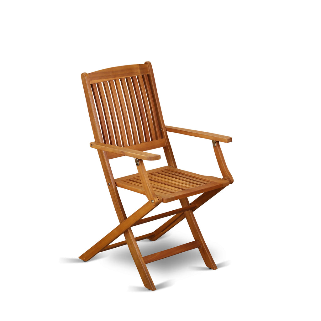East West Furniture DECM5CANA 5 Piece Patio Dining Set Includes a Rectangle Outdoor Acacia Wood Table and 4 Folding Arm Chairs