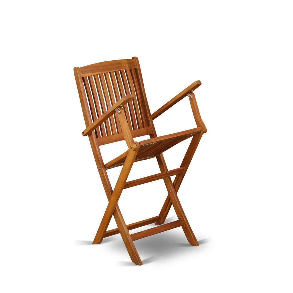 East West Furniture DECM5CANA 5 Piece Patio Dining Set Includes a Rectangle Outdoor Acacia Wood Table and 4 Folding Arm Chairs