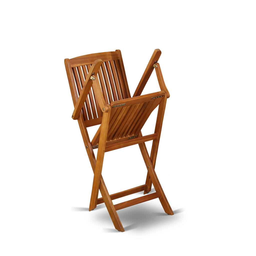 East West Furniture DECM5CANA 5 Piece Patio Dining Set Includes a Rectangle Outdoor Acacia Wood Table and 4 Folding Arm Chairs