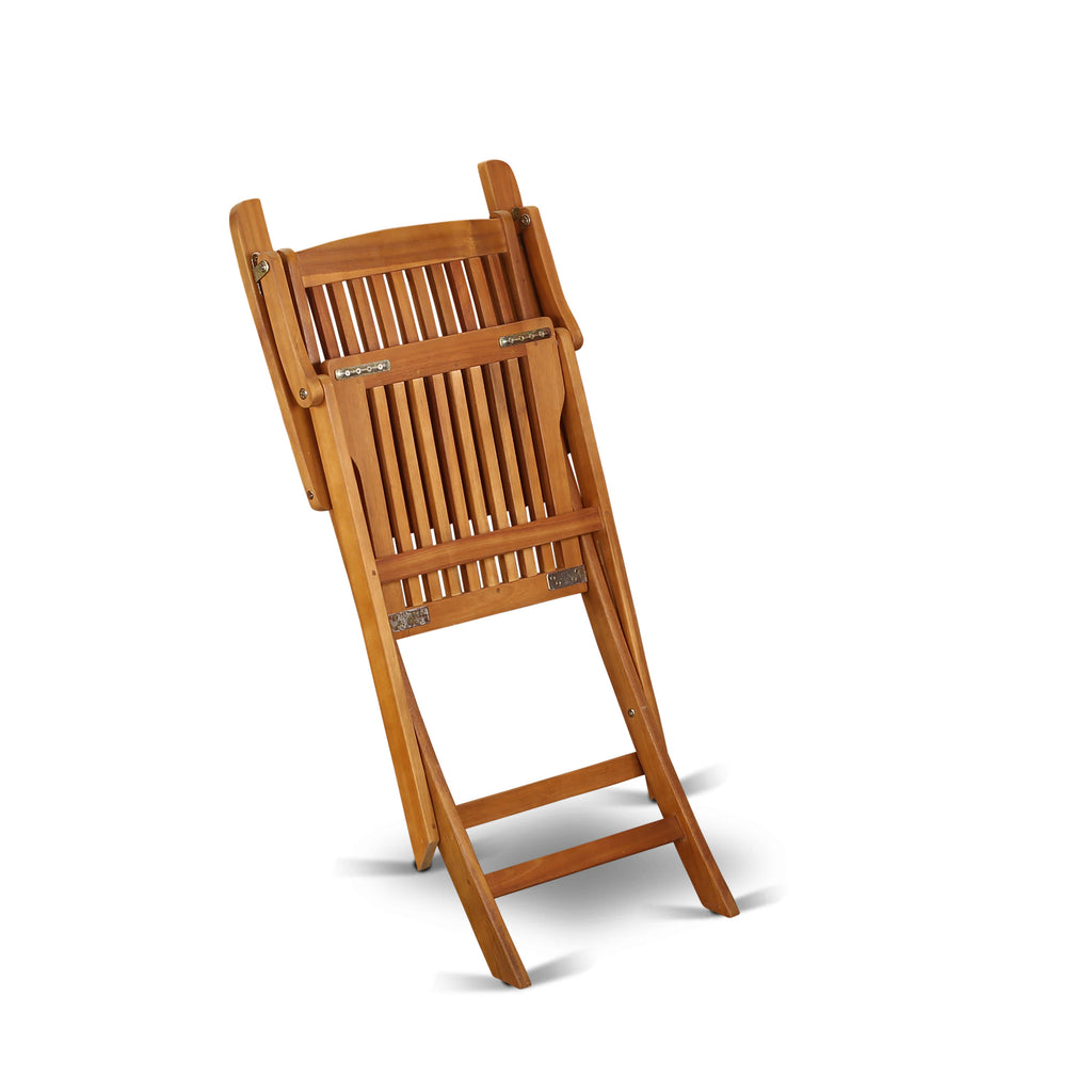 East West Furniture DECM5CANA 5 Piece Patio Dining Set Includes a Rectangle Outdoor Acacia Wood Table and 4 Folding Arm Chairs
