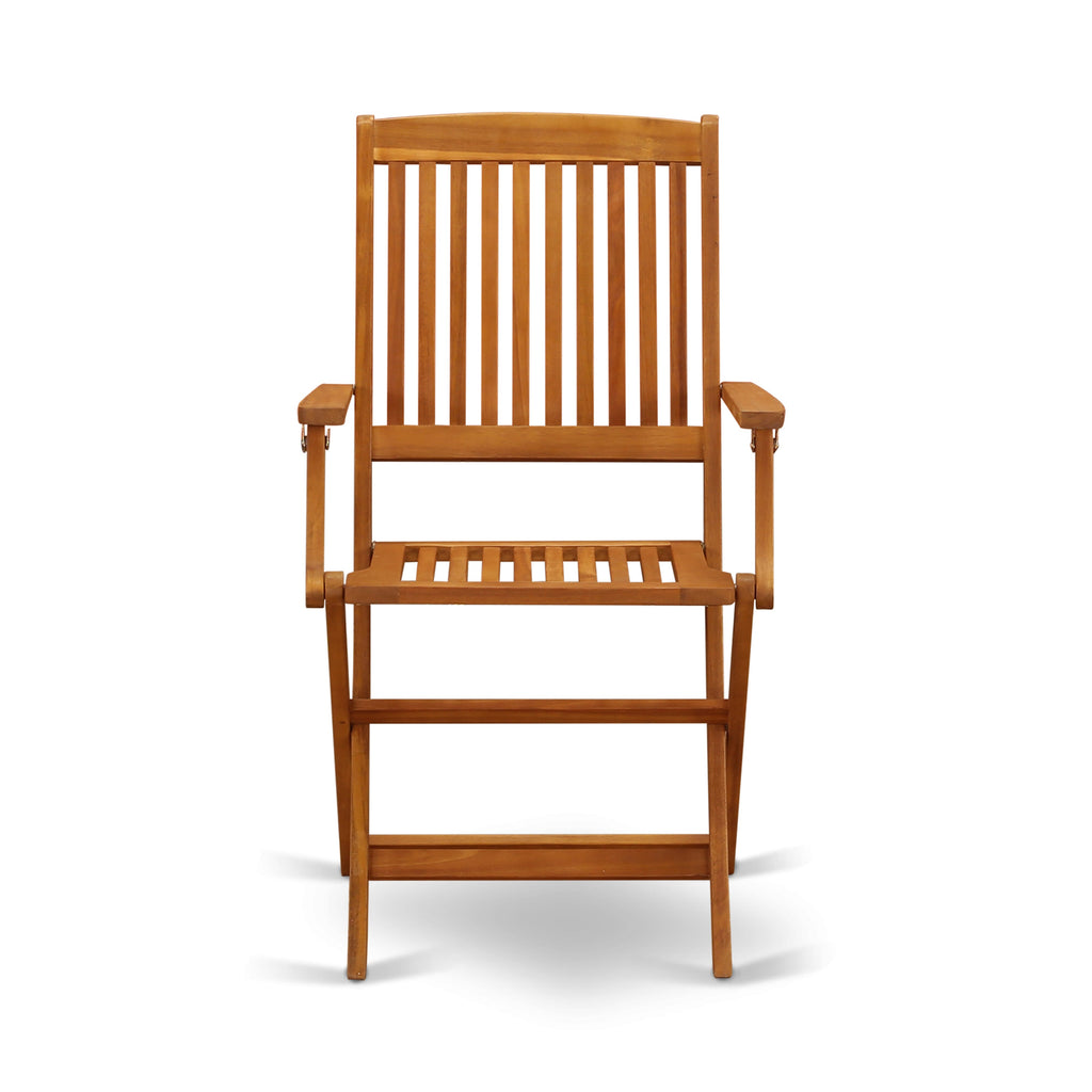 East West Furniture DECM5CANA 5 Piece Patio Dining Set Includes a Rectangle Outdoor Acacia Wood Table and 4 Folding Arm Chairs