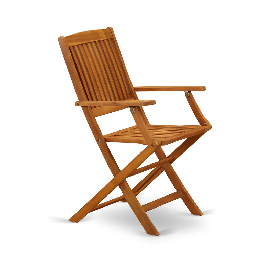 East West Furniture DECM5CANA 5 Piece Patio Dining Set Includes a Rectangle Outdoor Acacia Wood Table and 4 Folding Arm Chairs